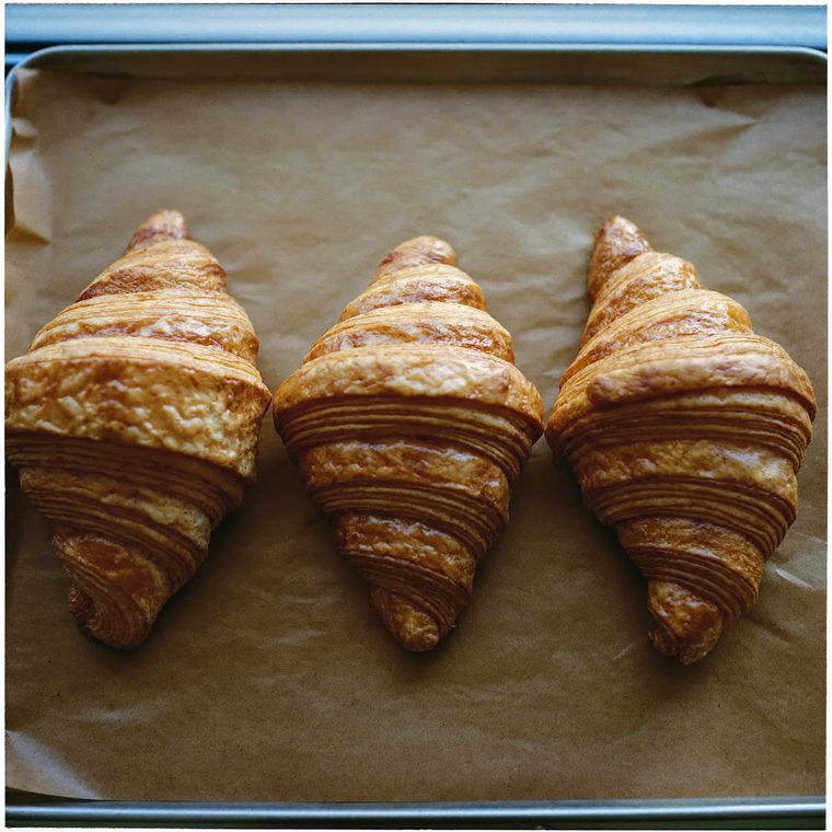 Butter croissants on a tray