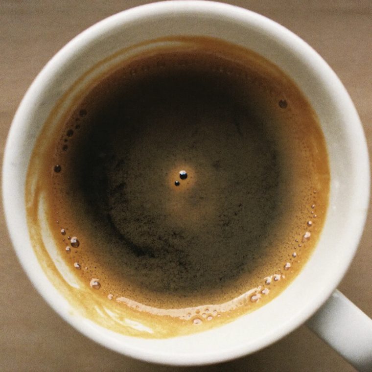 A cup of coffee seen from above